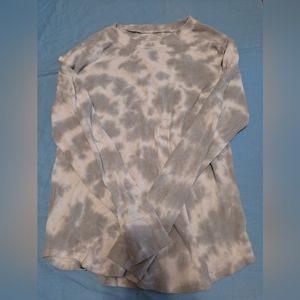 Grey and white tie dye long sleeved shirt